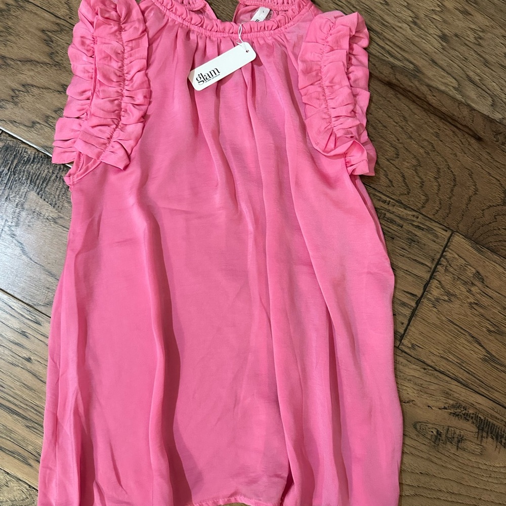 Glam Pink Ruffle Tank Top